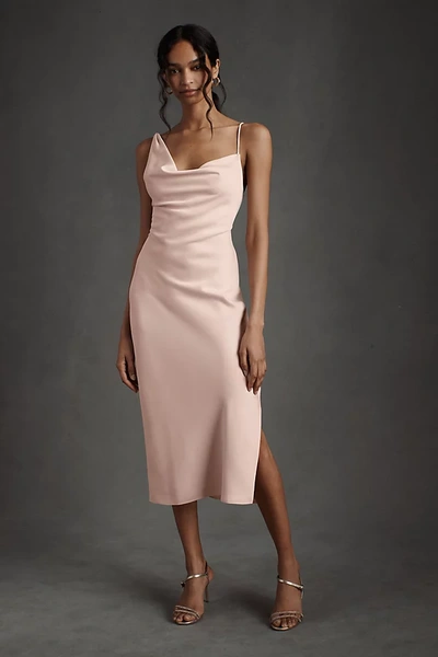 Bhldn August Satin Charmeuse Midi Dress In Pink | ModeSens