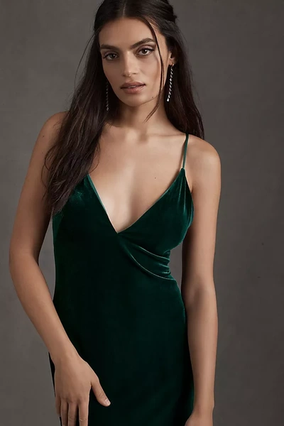 Shop Anthropologie Jenny Yoo Stretch-velvet Sabrina Dress In Green