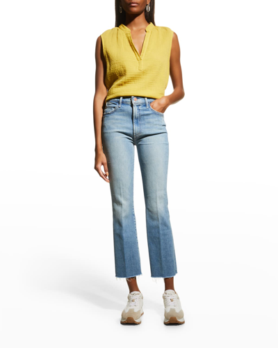 Shop Mother The Hustler Ankle Fray Jeans In Au Revoir