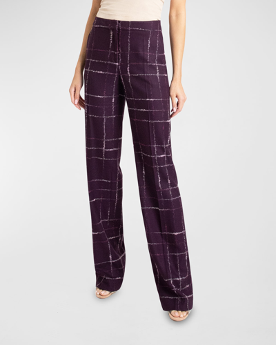Shop Santorelli Prima Straight Plaid Flannel Pants In Berry