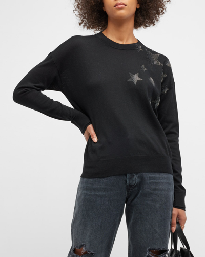 Shop Zadig & Voltaire Gaby Star Cashmere Sweater In Noir