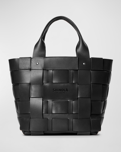 Shop Shinola Bixby Large Woven Basket Tote Bag In Black