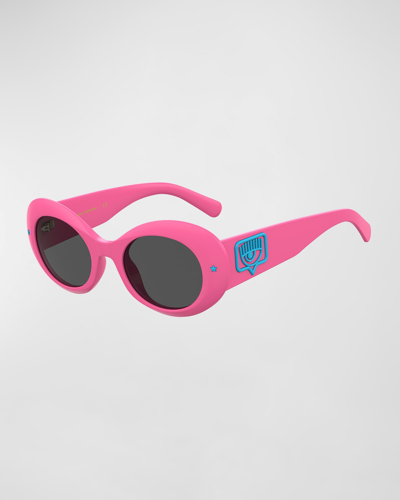 Shop Chiara Ferragni Bold Propionate Oval Sunglasses In Pink