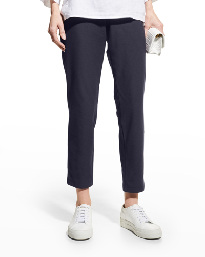 Shop Eileen Fisher Washable Stretch Crepe Slim Ankle Pants In Midnight