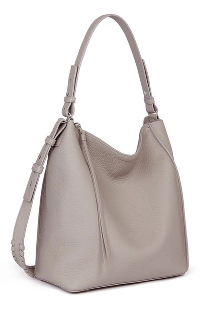 Shop Allsaints Kita Leather Shoulder/crossbody Bag In Natural Grey