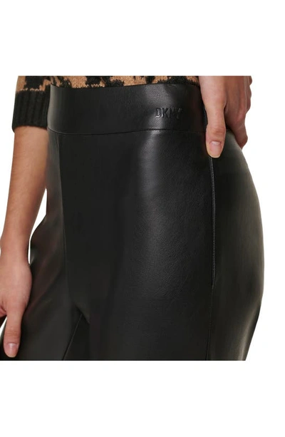 Shop Dkny Crop Faux Leather Pull-on Pants In Black