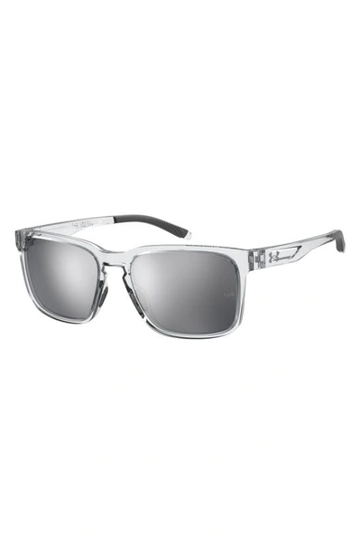 Shop Under Armour 57mm Rectangular Sunglasses In Crystal/ Extra White Multi