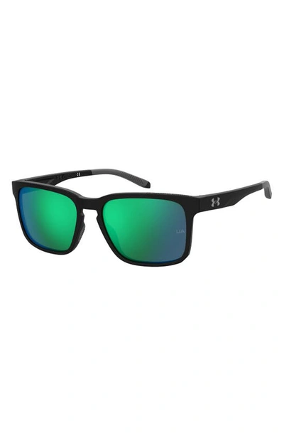 Shop Under Armour 57mm Rectangular Sunglasses In Black/ Green Multilayer