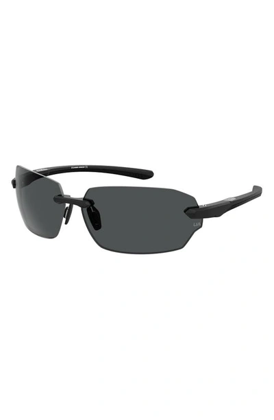 Shop Under Armour Fire 71mm Geometric Sunglasses In Matte Black/ Grey Oleophobic