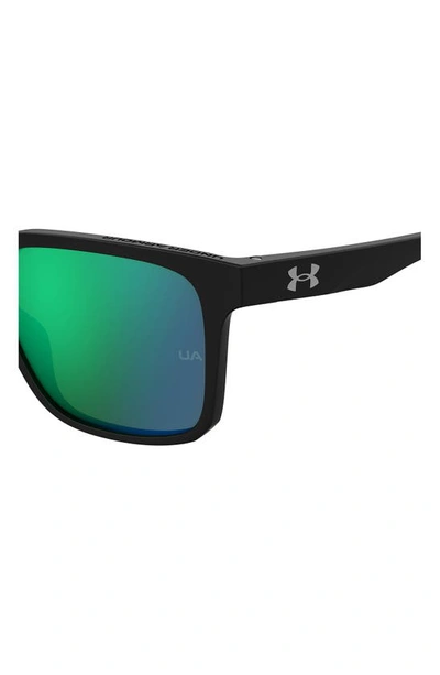 Shop Under Armour 57mm Rectangular Sunglasses In Black/ Green Multilayer