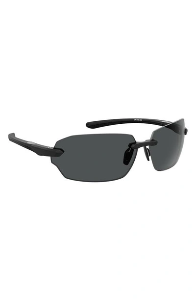 Shop Under Armour Fire 71mm Geometric Sunglasses In Matte Black/ Grey Oleophobic