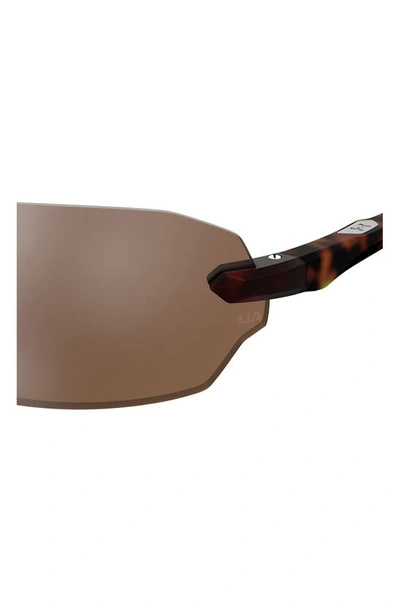 Shop Under Armour Fire 71mm Geometric Sunglasses In Havana/ Silver Oleophobic