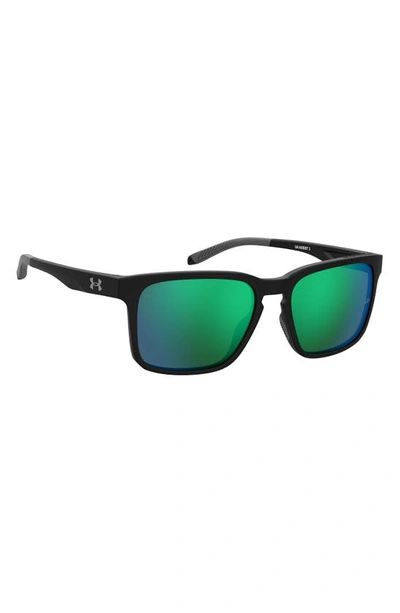 Shop Under Armour 57mm Rectangular Sunglasses In Black/ Green Multilayer