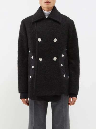 Alep Decorative-button Wool Peacoat In Black
