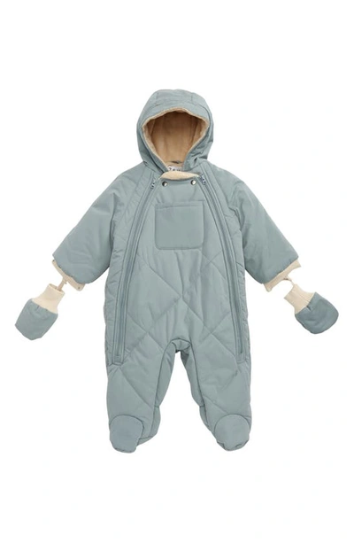 7 A.m. Enfant Benji Hooded Snowsuit With Attached Mittens In Mirage Blue
