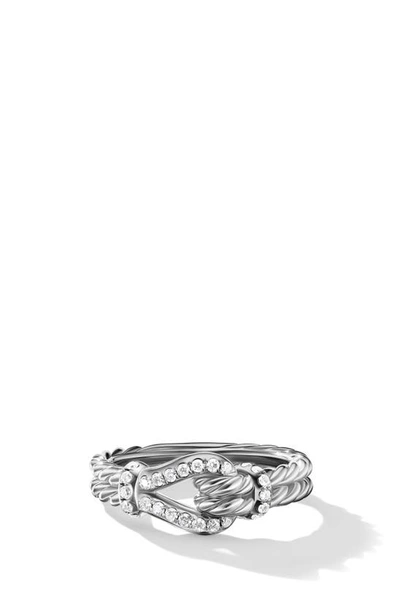 Shop David Yurman Throughbred Loop Ring With Pavé Diamonds, 4mm In Sterling Silver