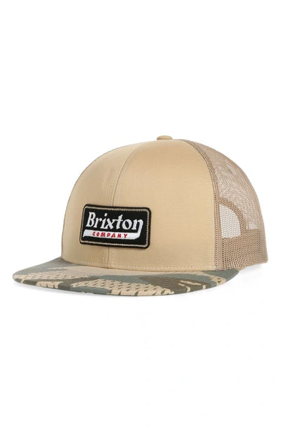 Shop Brixton Steadfast Mesh Snapback Hat In Mojave/ Tear Drop Camo