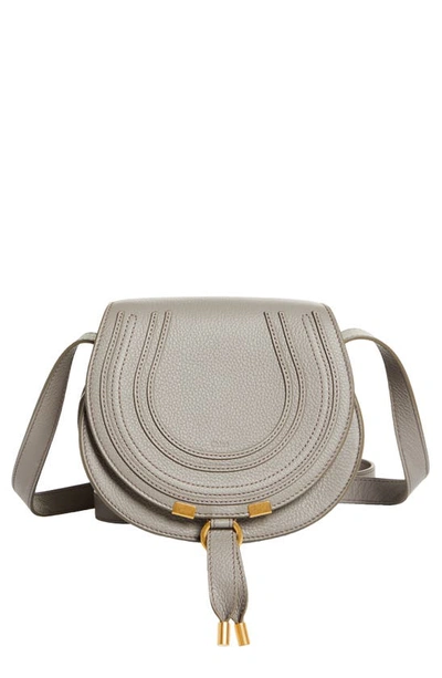 Shop Chloé Small Marcie Leather Crossbody Bag In Cashmere Grey