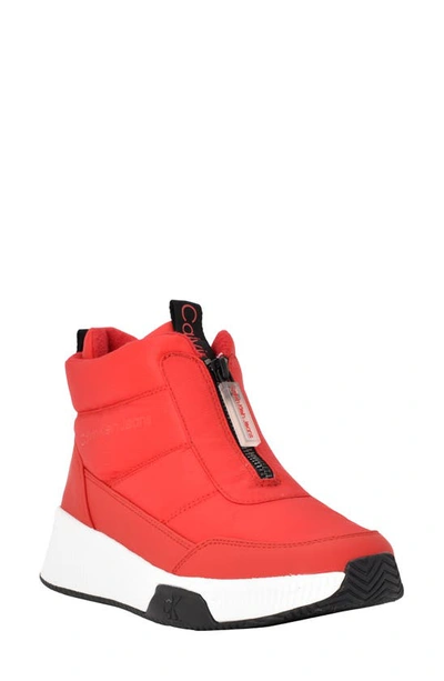Calvin Klein Jeans Women's Merina Slip-on Nylon Puffy Sneakers Women's Shoes  In Dark Red | ModeSens