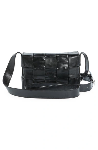 Shop Bottega Veneta Small Cassette Intrecciato Leather Crossbody Bag In Black-silver