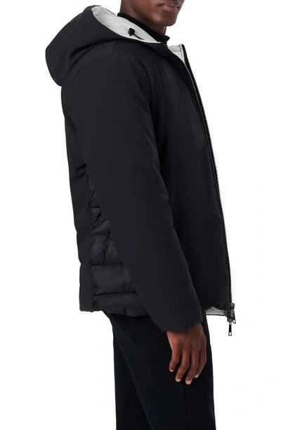 Shop Bugatchi Reversible Hooded Water Repellent Bomber Jacket In Caviar
