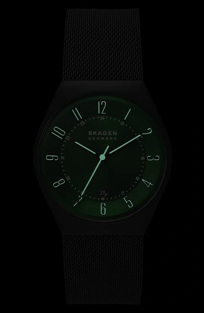 Shop Skagen Grenen Mesh Strap Watch, 37mm In Black