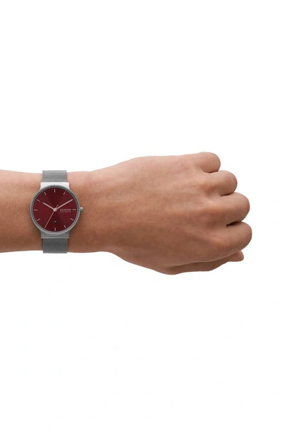 Shop Skagen Ancher Mesh Strap Watch, 40mm In Charcoal