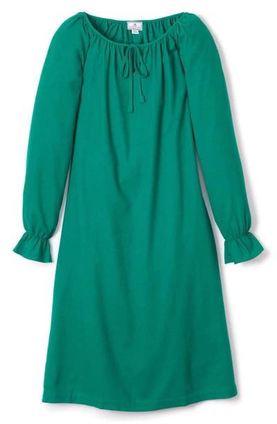 Shop Petite Plume Tie Neck Flannel Nightgown In Green