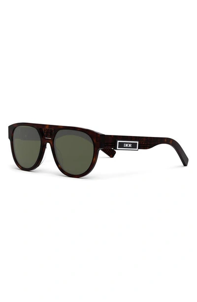 Shop Dior 'b23 R1i 54mm Round Sunglasses In Dark Havana / Green