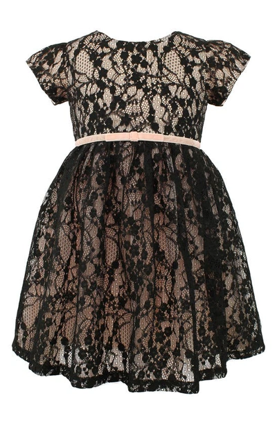 Shop Popatu Kids' Lace Overlay Dress In Black
