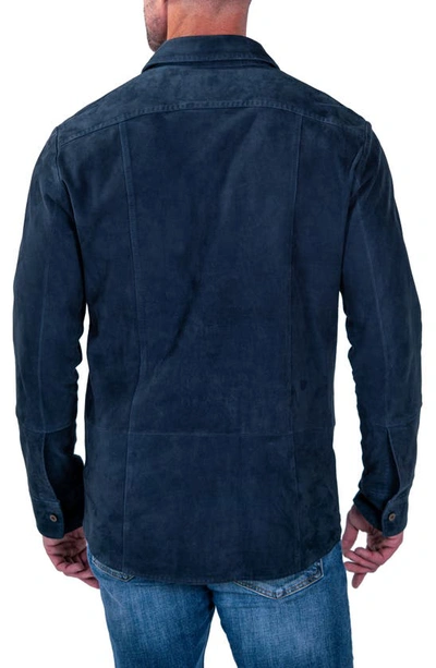 Shop Comstock & Co. Bannock Suede Button-up Shirt In Navy