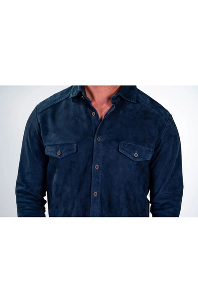 Shop Comstock & Co. Bannock Suede Button-up Shirt In Navy