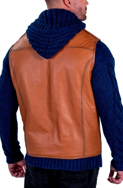 Shop Comstock & Co. Woodsman Water Resistant Reversible Leather & Nylon Vest In Cognac