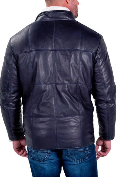 Shop Comstock & Co. Monaco Water Repellent Reversible Leather & Nylon Jacket In Navy