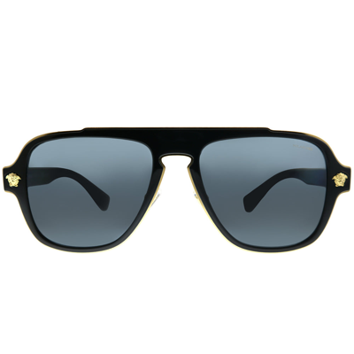 Shop Versace Medusa Charm Ve 2199 100281 Unisex Aviator Sunglasses In Black