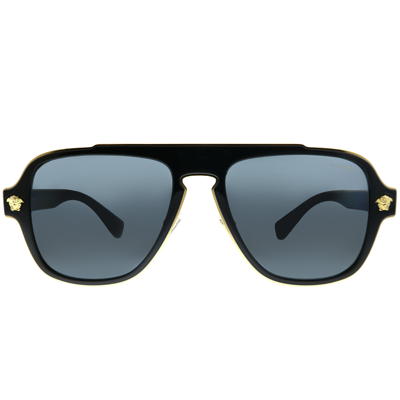 Versace Medusa Charm Ve 2199 100281 Unisex Aviator Sunglasses In Black