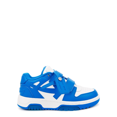 Shop Off-white Kids Out Of Office Panelled Leather Sneakers In Blue & White