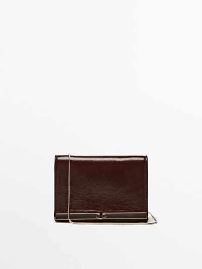 Massimo Dutti Leather Bag With Golden Chain In Burgundy | ModeSens