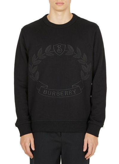 Shop Burberry Logo Embroidered Crewneck Sweatshirt In Black