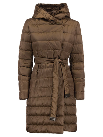 Shop Max Mara The Cube Belted Long In Brown
