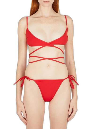 Shop Balenciaga Wrap Bikini Set In Red