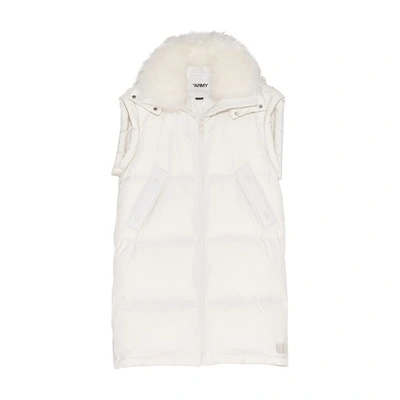 Shop Yves Salomon Long Puffer Jacket In Blanc