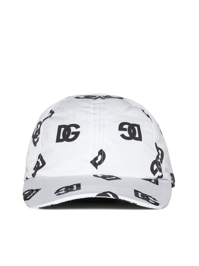 Shop Dolce & Gabbana Allover Logo Printed Baseball Cap In White
