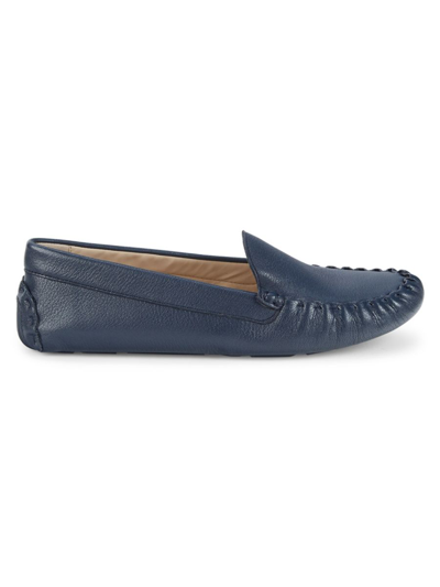 Shop Cole Haan Women's Evelyn Leather Driving Loafers In Navy