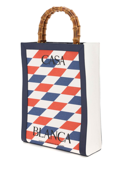 Shop Casablanca Canvas Tote Bag In Blue,white,red