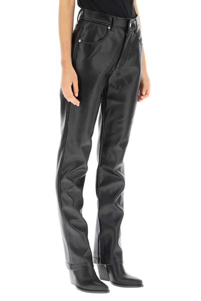 Shop Diesel Straight-leg Faux Leather Pants In Black