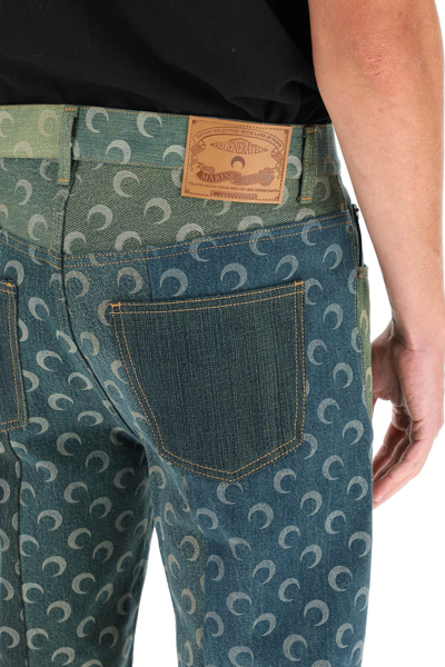 Shop Marine Serre 'petrichor' Patchwork Jeans In Blue