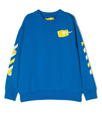 Shop Off-white Boys Blue Cotton Sweater