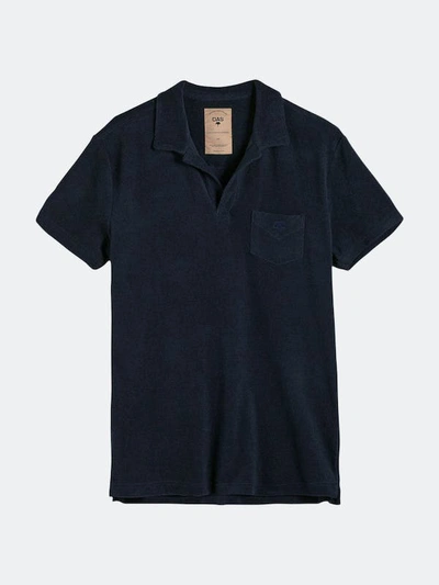 Shop Oas Solid Terry Polo In Navy