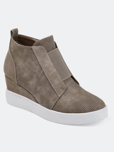 Shop Journee Collection Women's Clara Sneaker Wedge In Taupe